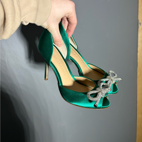 NWOT Veronica Beard Emerald Gadot Bow Dress Heels Size 6 - Picture 3 of 7
